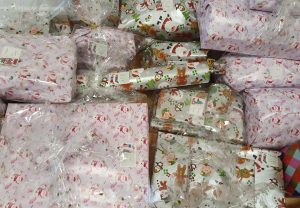Presents wrapped and ready for delivery to shelters across Bedfordshire